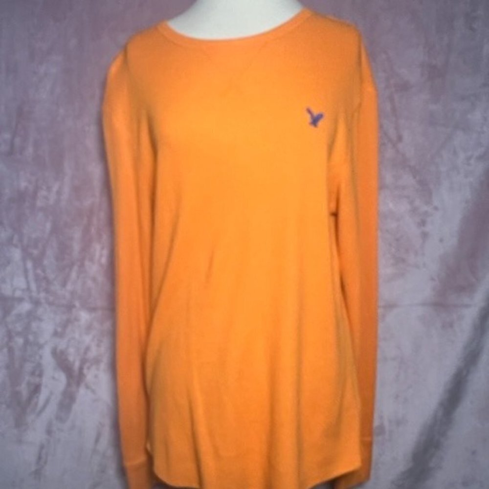 American Eagle Outfitters Mens Yellow Long Sleeve Winter Henley Shirt Size Large